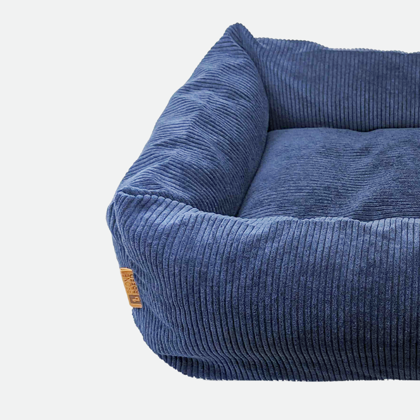 Memory foam pet bed with padded sides, corduroy maritime