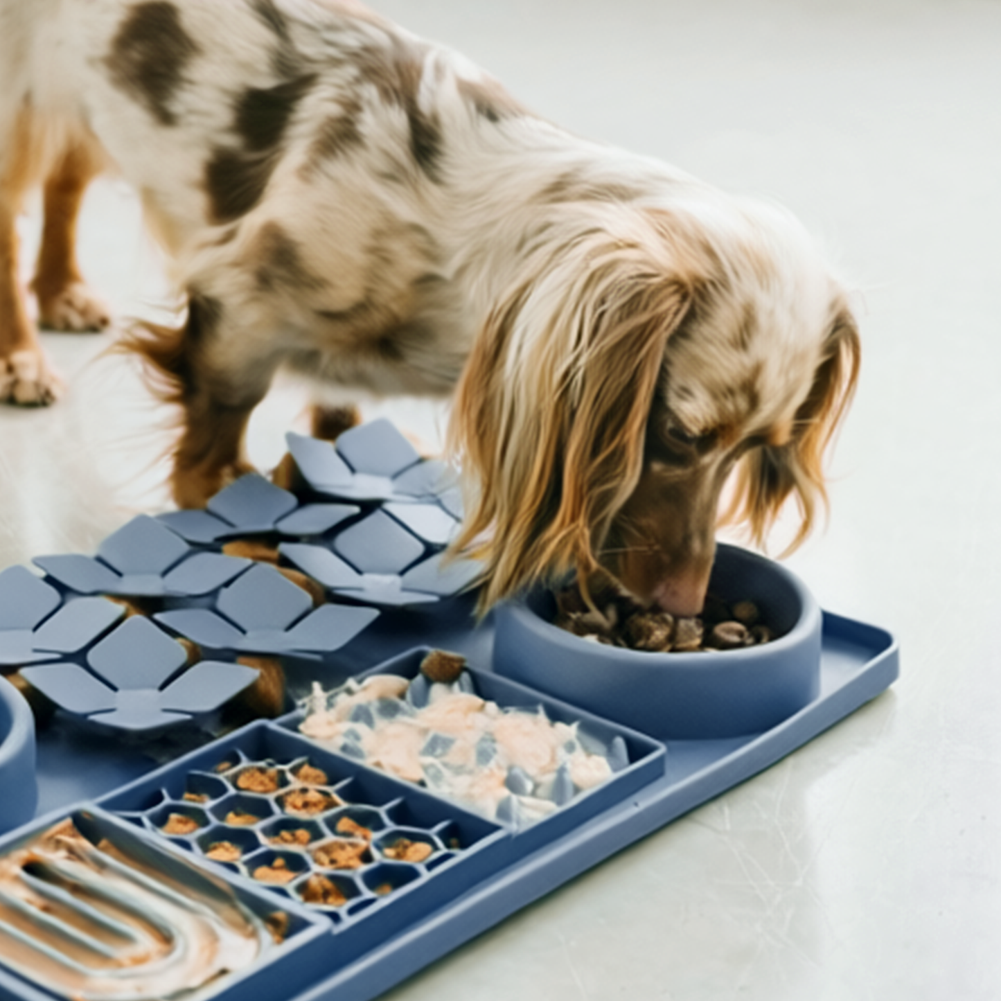 Multi textured slow feeder