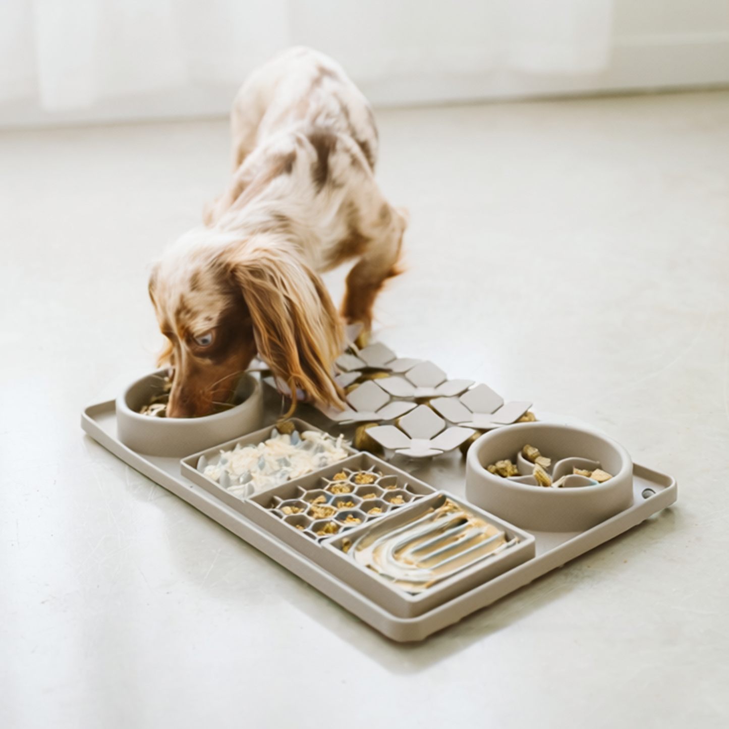 Multi textured slow feeder