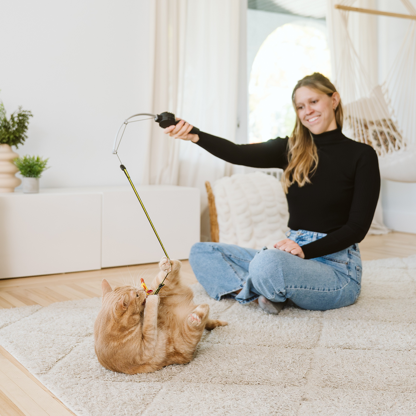 Retractable cat teaser