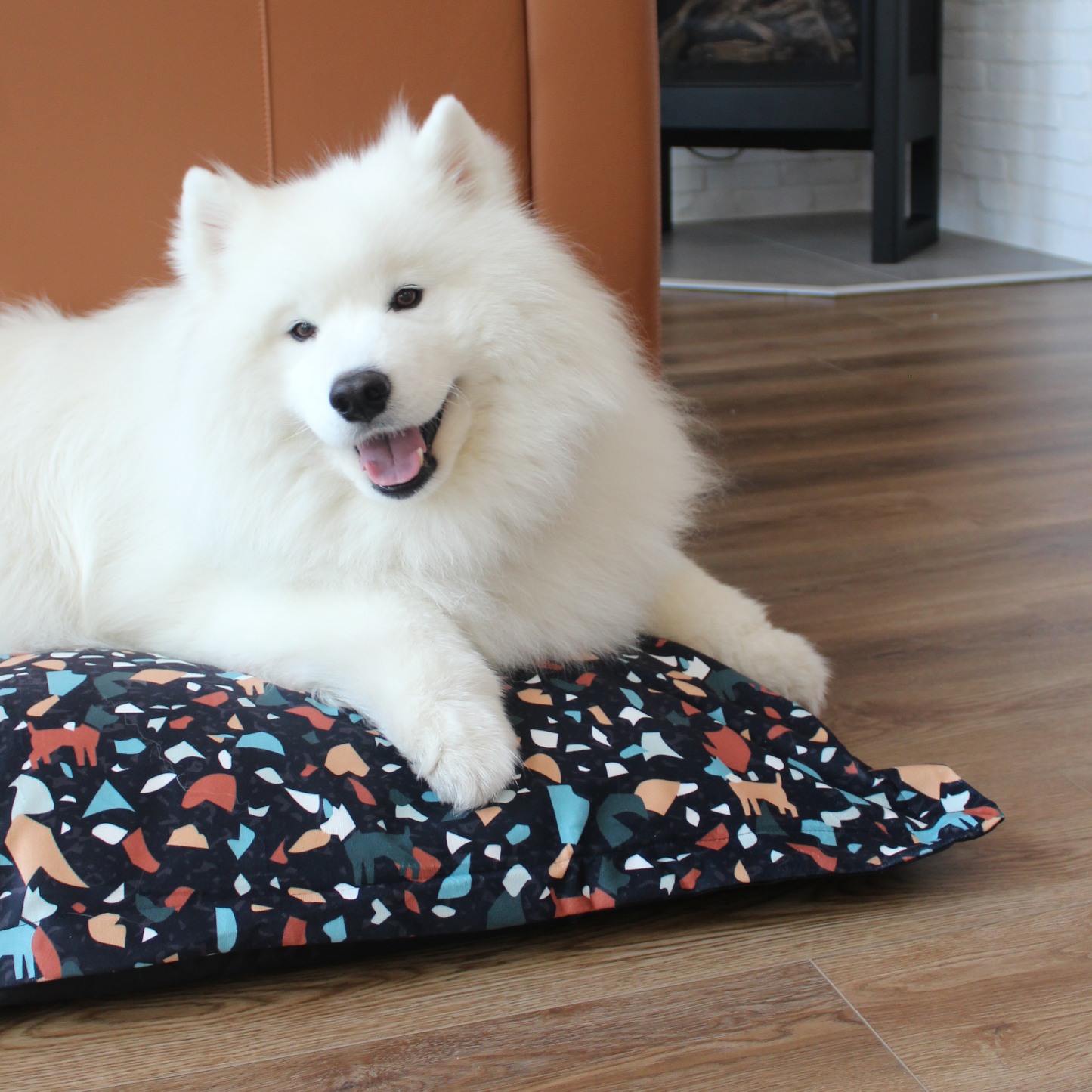 Memory foam dog bed, terrazzo style