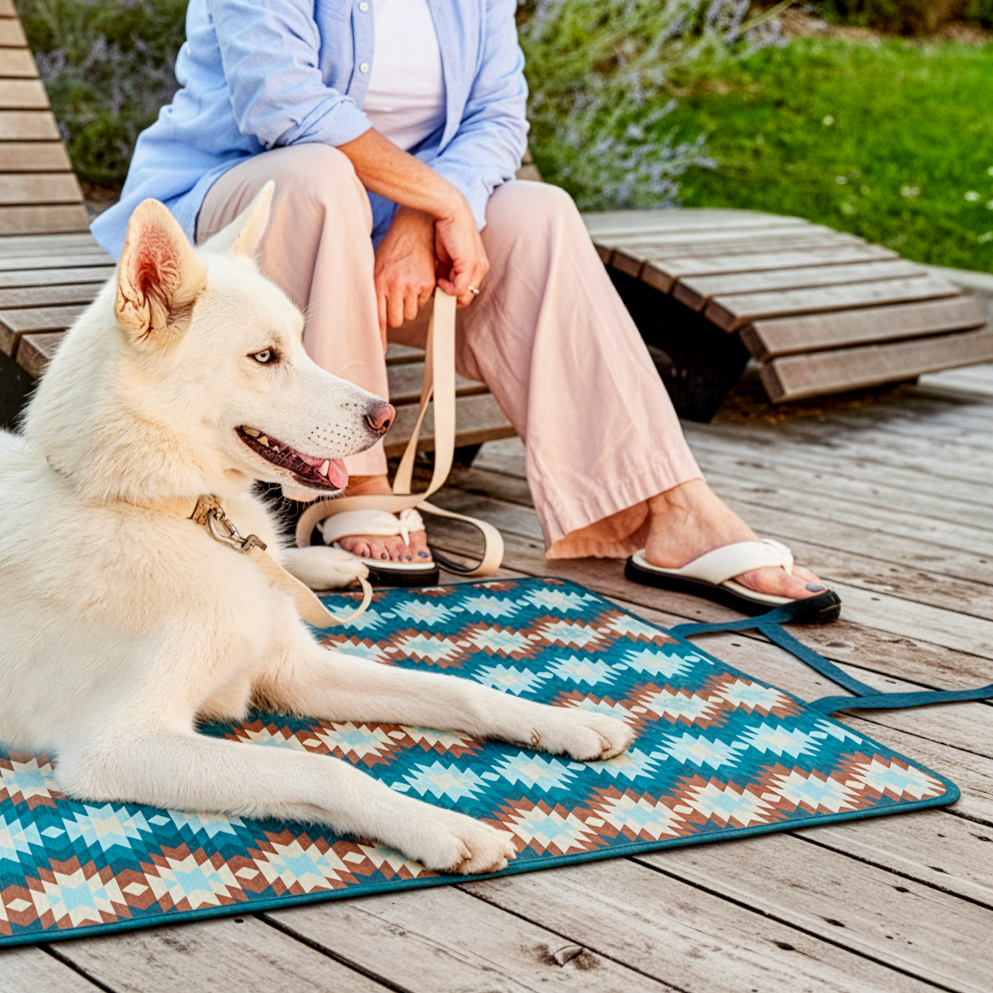 Adventure travel mat for dog with non-slip base