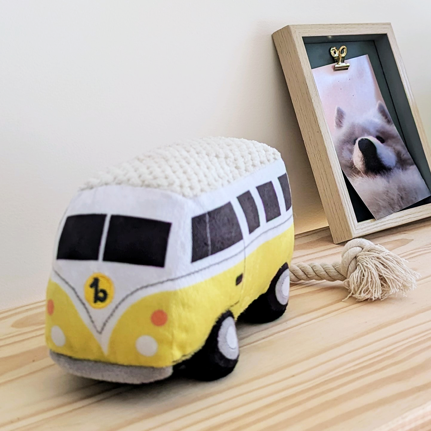 Plush toy for dog, camping car style