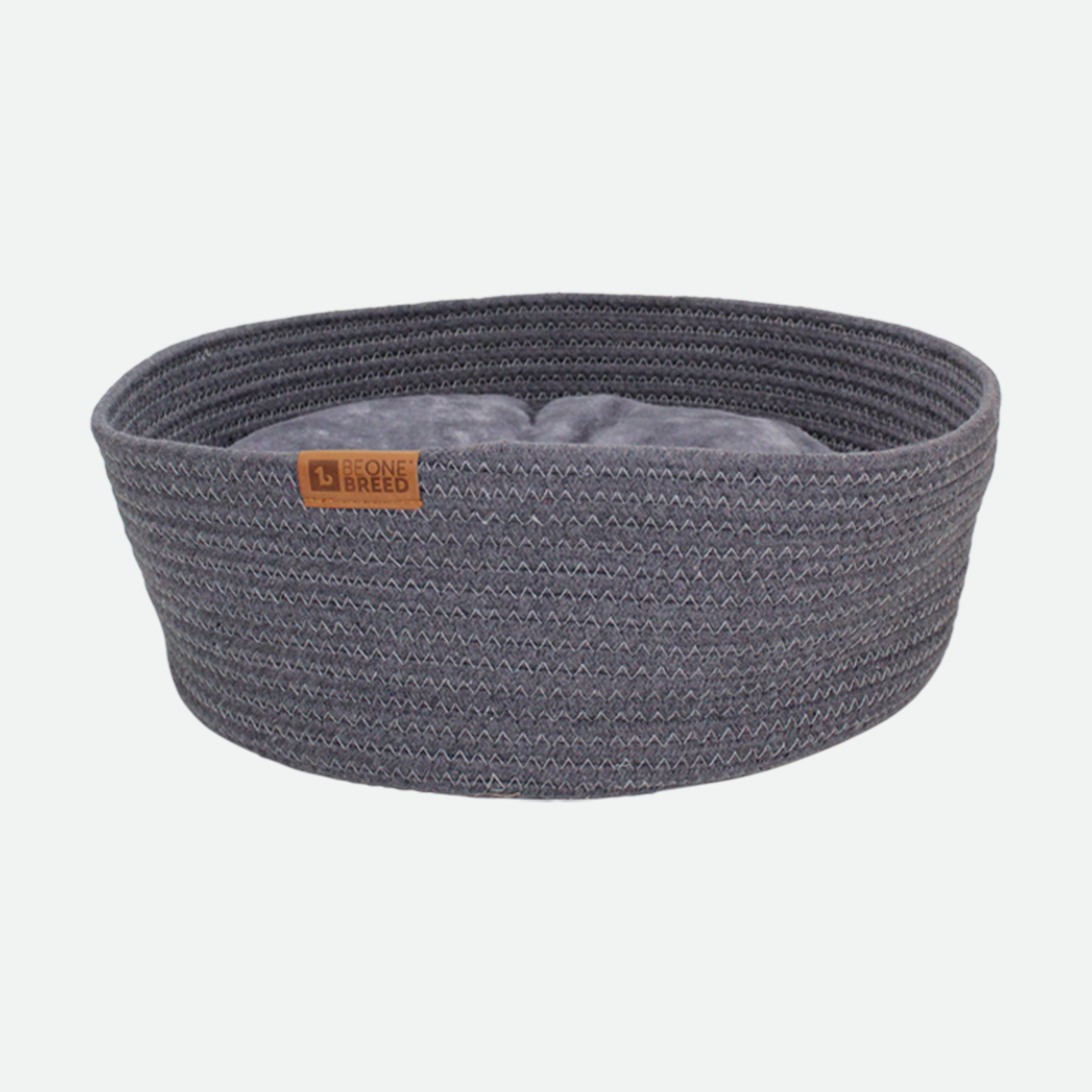 Woven basket bed for cat, gray