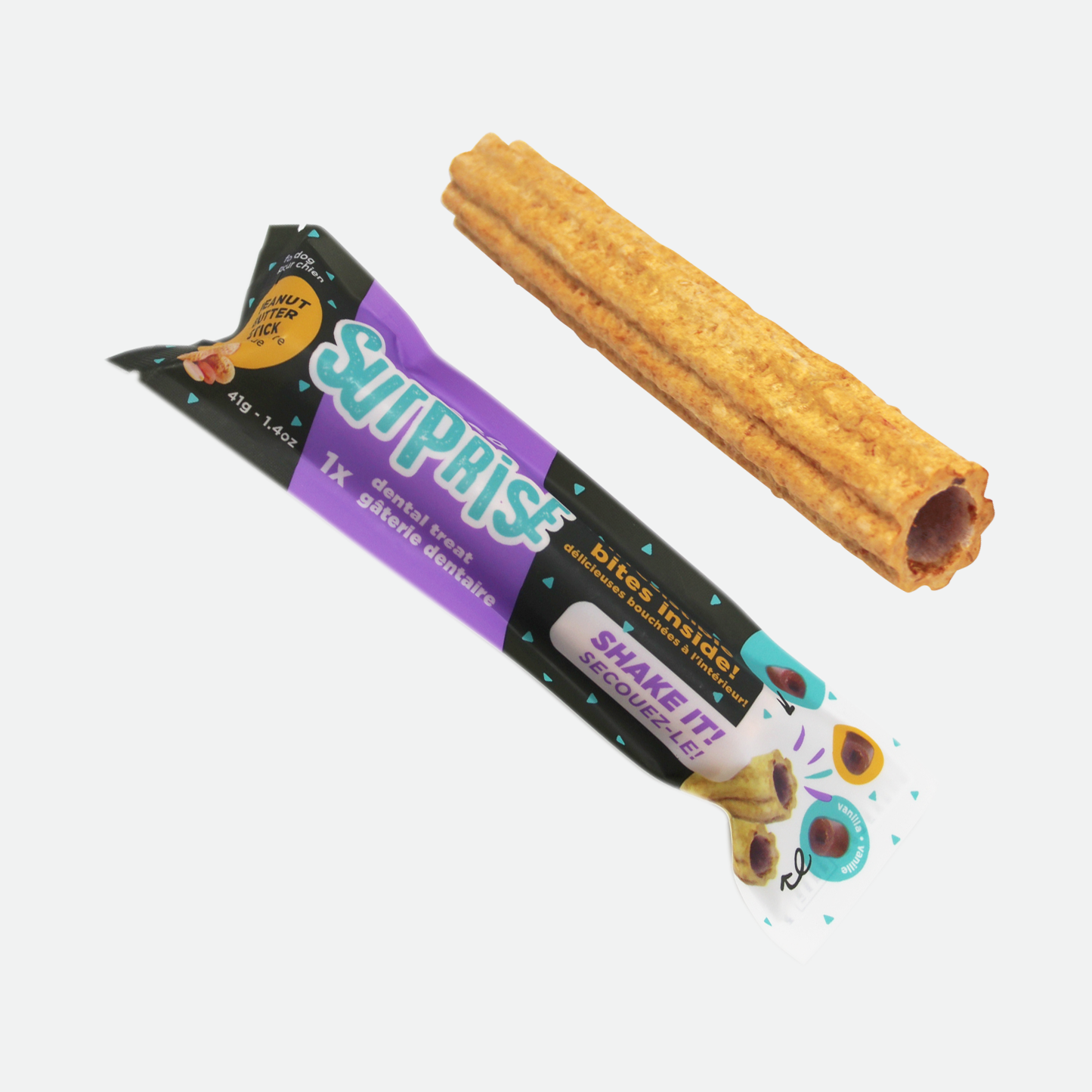 Dental chew bone for dog, surprise cookies