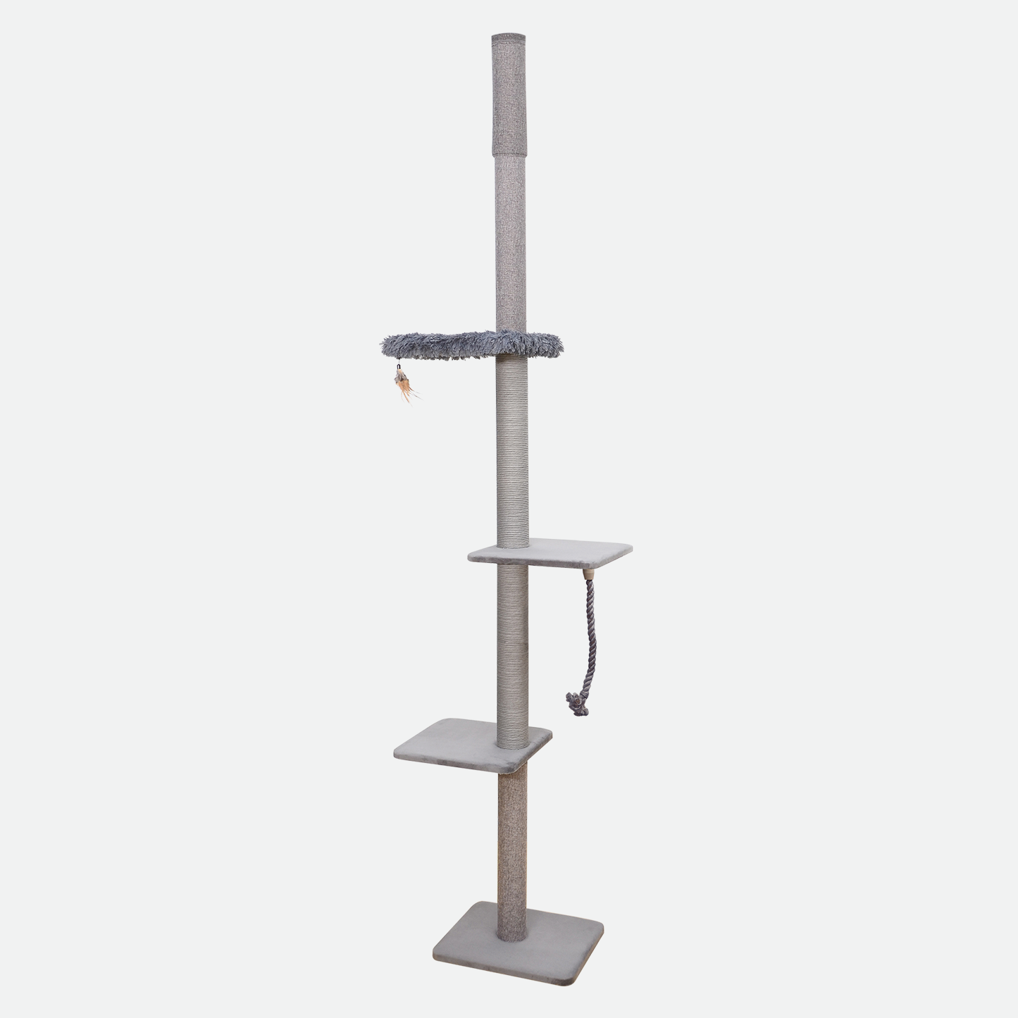 Cat tree scratcher pole, gray fur