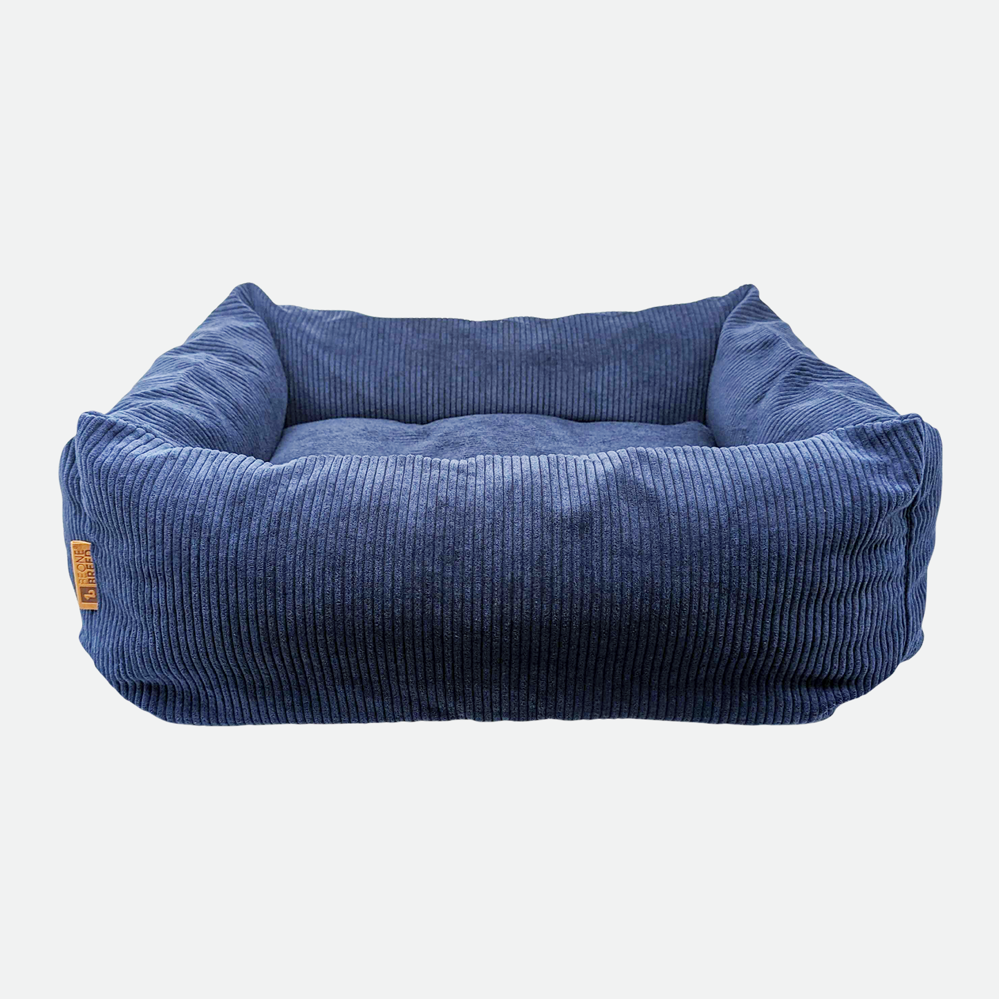 Memory foam pet bed with padded sides, corduroy maritime