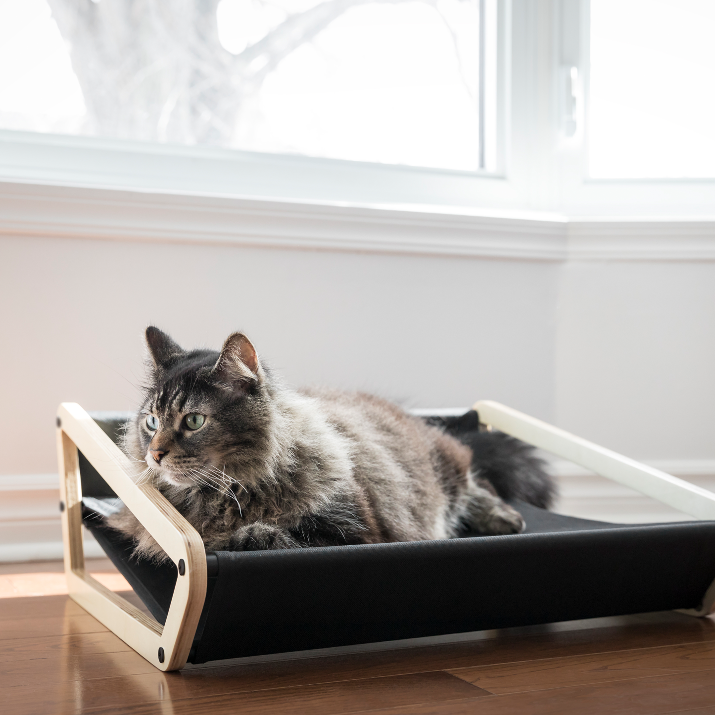 Reversible hammock bed for cat, gray